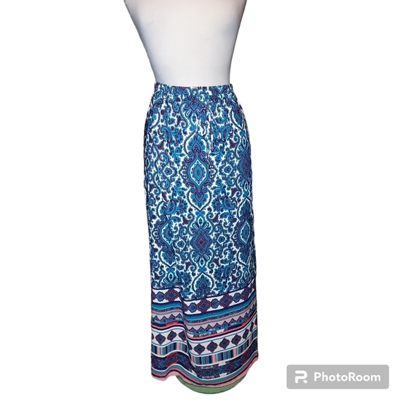Faded Glory Dresses & Skirts - Faded Glory Maxi Skirt Xl 16-18 Paisley Blue Drawstring. Dimensions wais…
